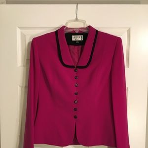 Kaspar ASL Fuchsia and Black Skirt Suit